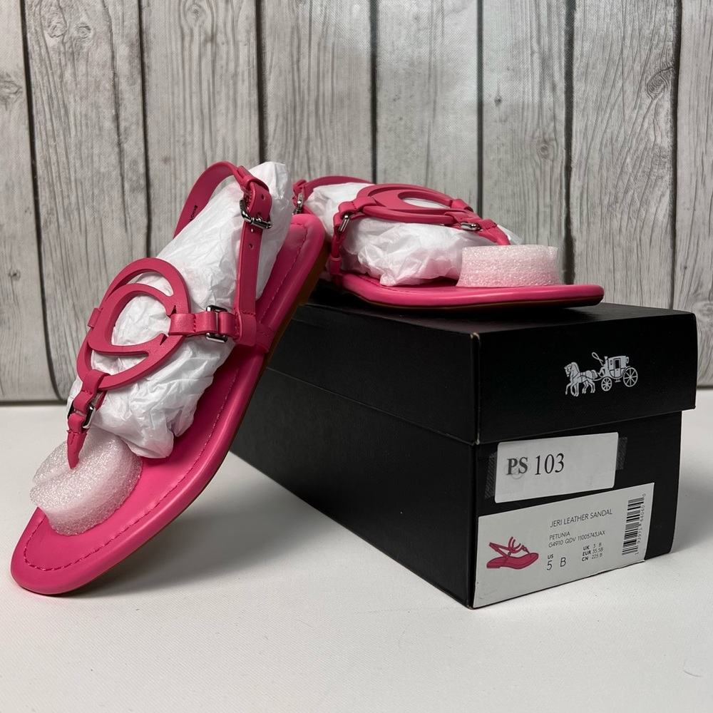 Coach Jeri Leather Sandal in Petunia Size 5B - Picture 4 of 4